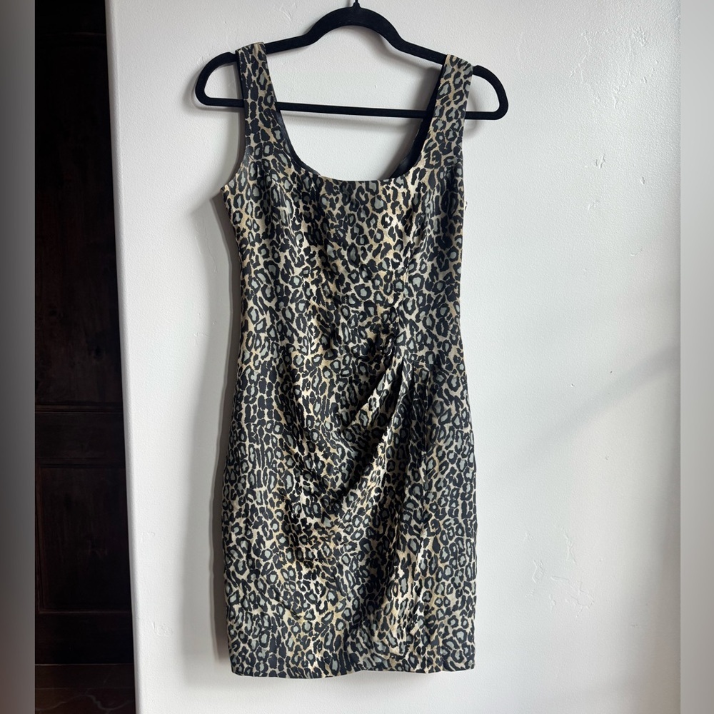 Vintage Georgiou Studio Silk Leopard Animal Print Going Out Mini Dress 4